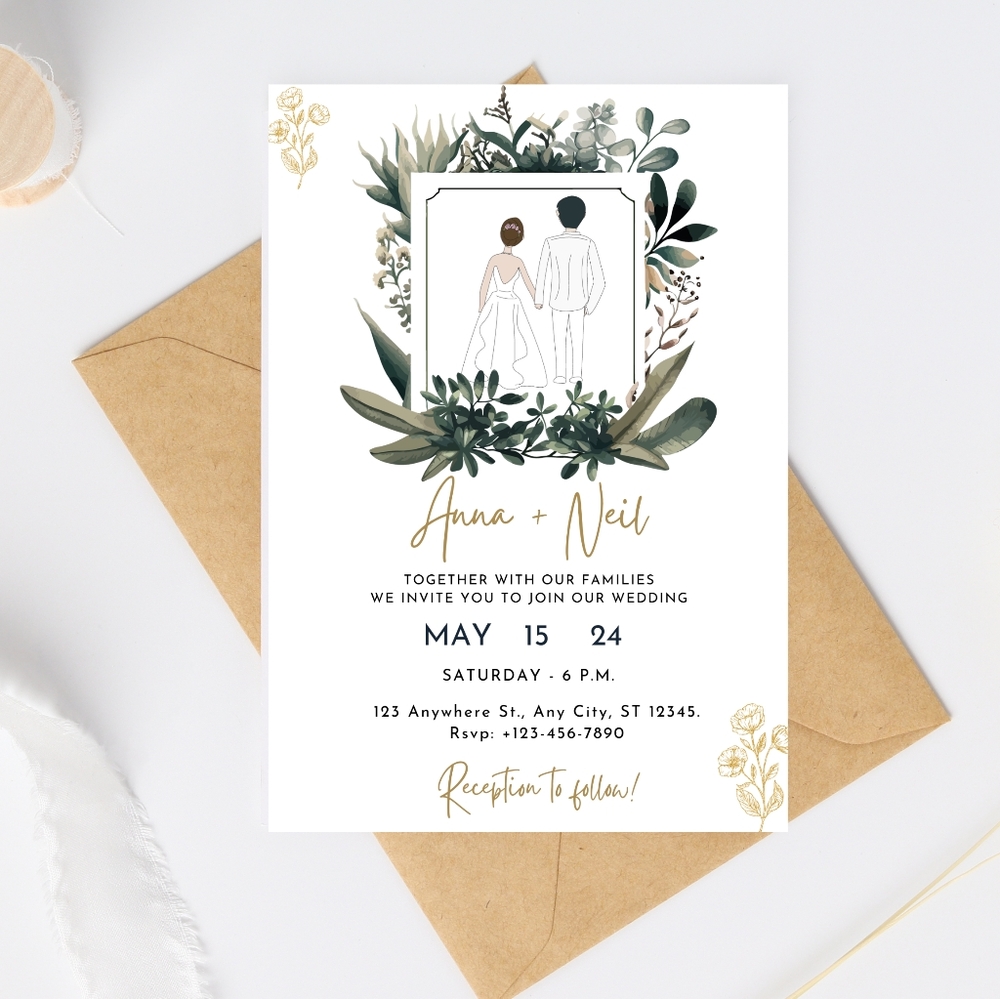 Digital invite, Wedding invitation, Wedding evite, Digital invitation,